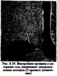 Подпись: Рис. 6.34. Внутренняя трещина в ма-териале оси, выявленная ультразву-ковым методом (5-кратное увеличе-ние) 